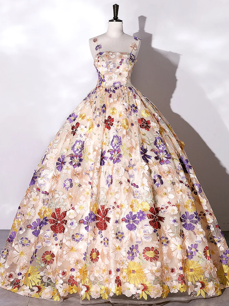 Robe de bal florale à bretelles Spaghetti douce robe de Quinceanera robe douce 16