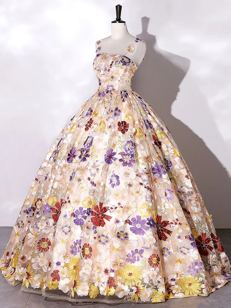 Robe de bal florale à bretelles Spaghetti douce robe de Quinceanera robe douce 16