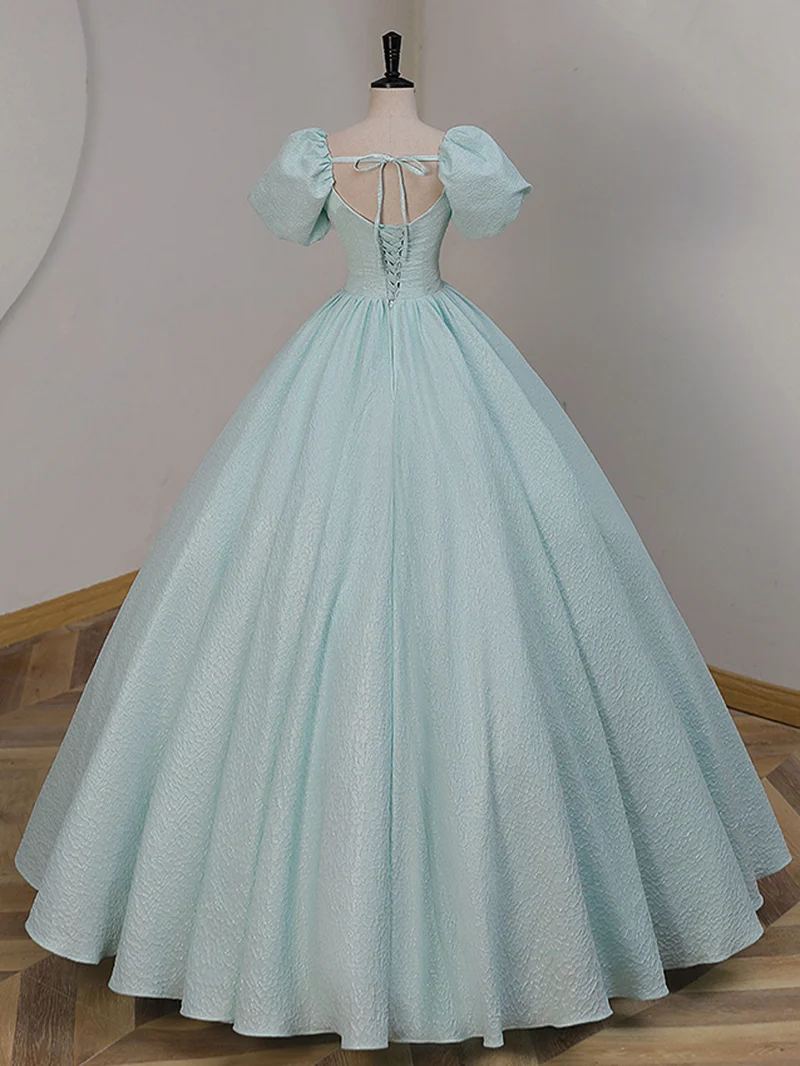 Robes de bal longues en dentelle de satin unique A-Line, robes de soirée en satin bleu Sweet 16
