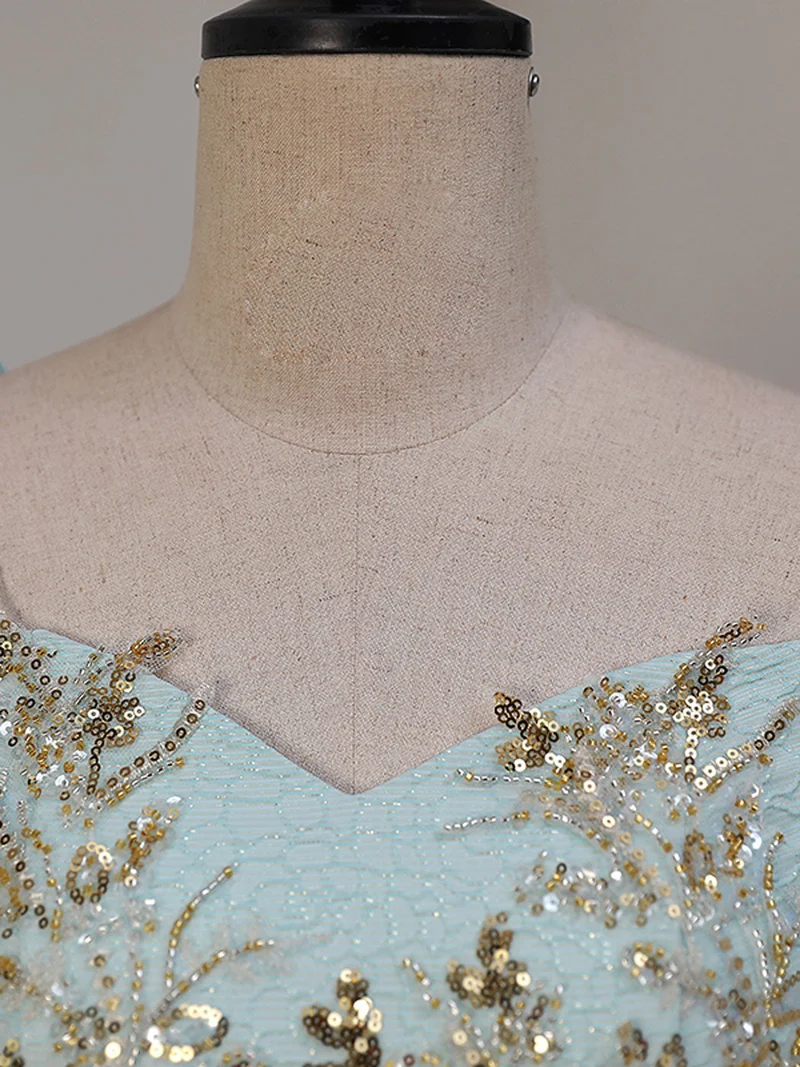 Robes de bal longues en dentelle de satin unique A-Line, robes de soirée en satin bleu Sweet 16