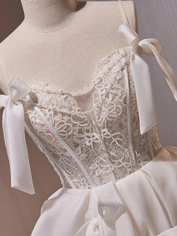 Voir à travers la dentelle haut robe de soirée courte blanche