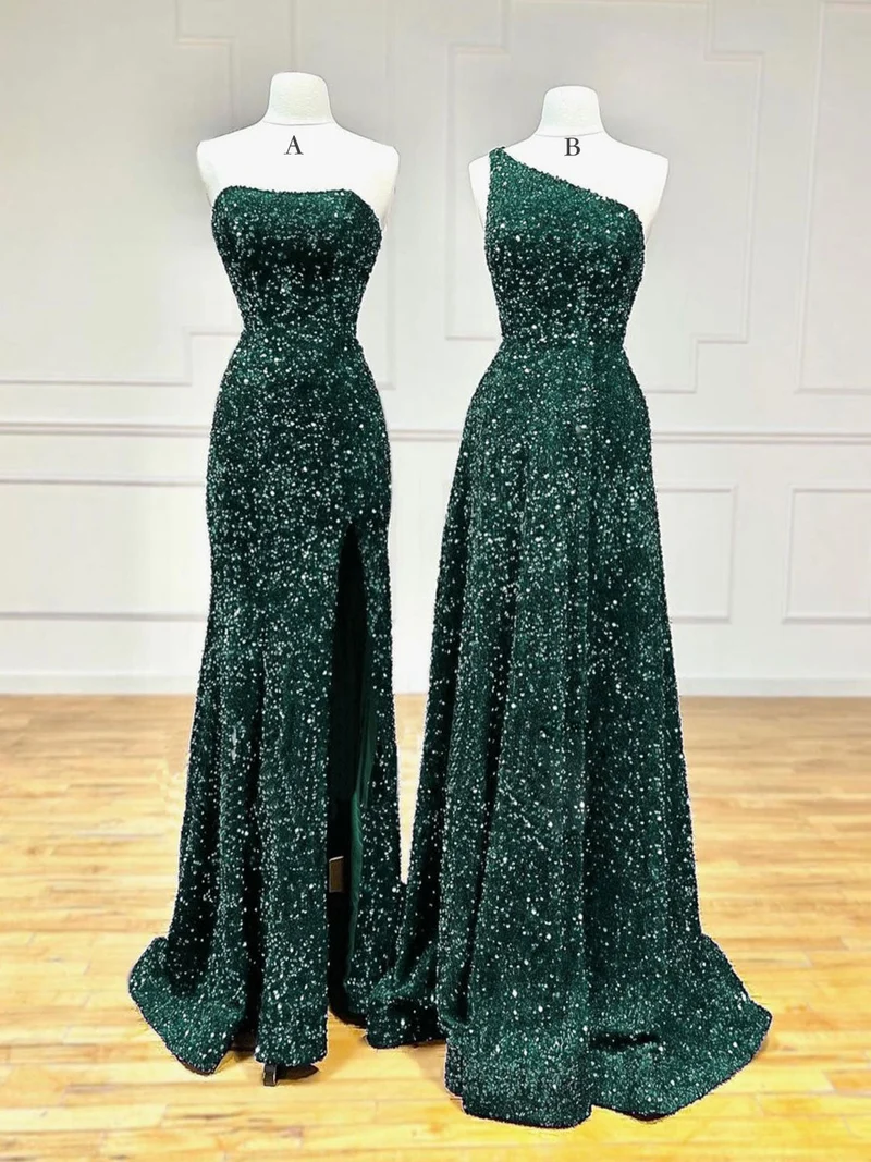 Robe de bal longue sirène bordeaux à paillettes en velours unique | Robe de soirée formelle