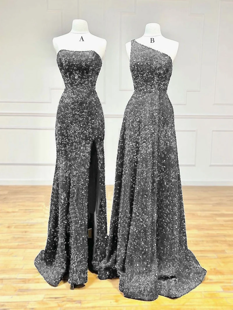 Robe de bal longue sirène bordeaux à paillettes en velours unique | Robe de soirée formelle