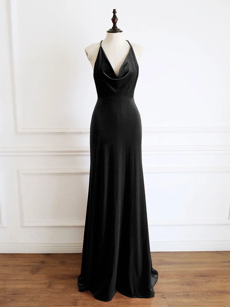 Robe de soirée à col bénitier vert émeraude, robe formelle simple