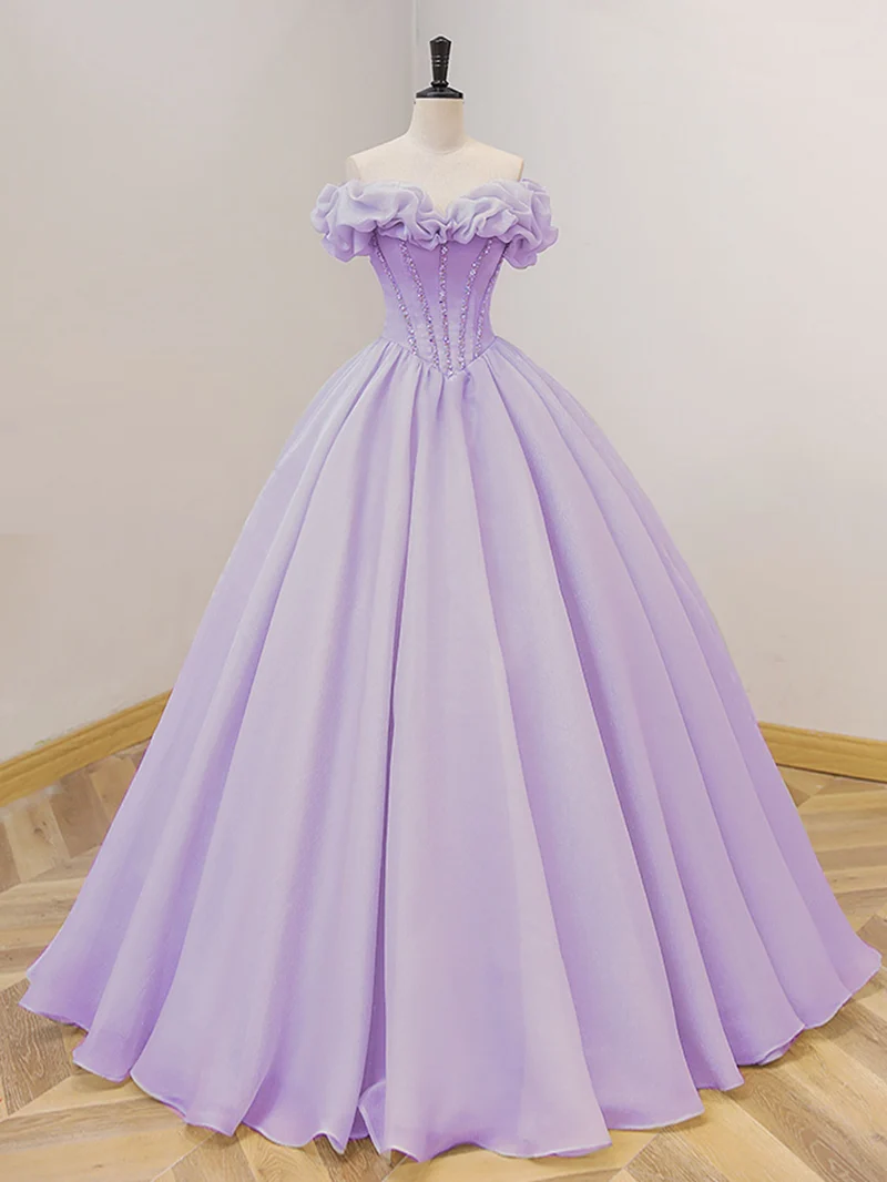 Robe de Quinceanera Lilas à épaules dénudées Princesse Disney