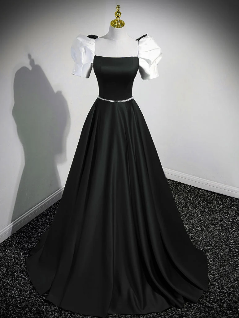 Robe de bal longue trapèze vert émeraude à col carré