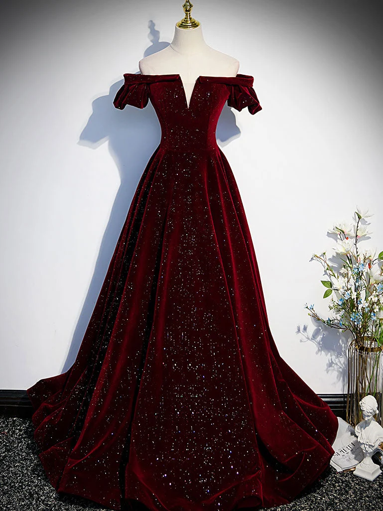 Robe de bal classique en velours vert émeraude à épaules dénudées, robe de remise de diplôme