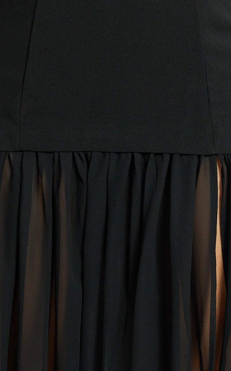 Jocelyn Maxi Dress - Strapless Ruched Fit And Flare Dress in Black
