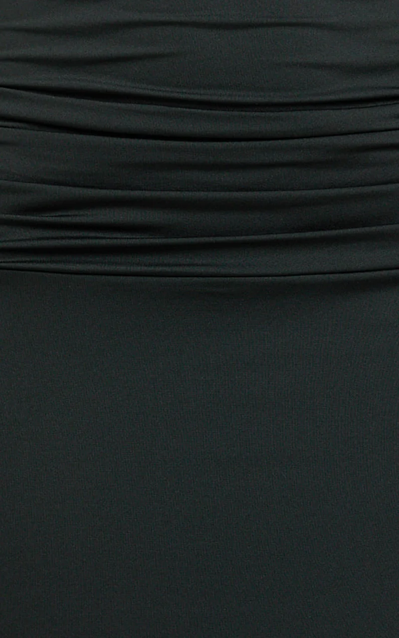 Lizzy Maxi Dress - Backless Ruched Bodycon Dress in Black