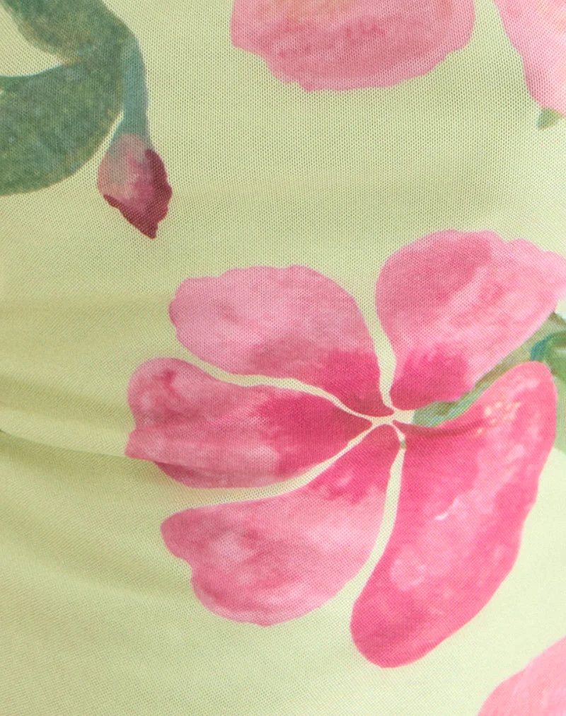Top Cami Jefita, aquarelle jaune hibiscus