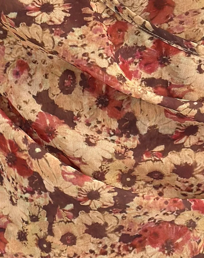 Heidi Wrap Top in Chiffon Rusty Flower