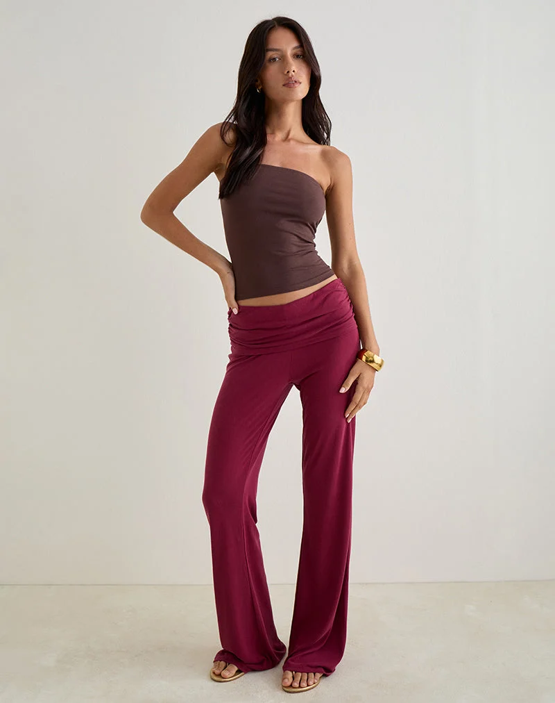 Pantalon à taille basse Jacita en Cupro Bourgogne
