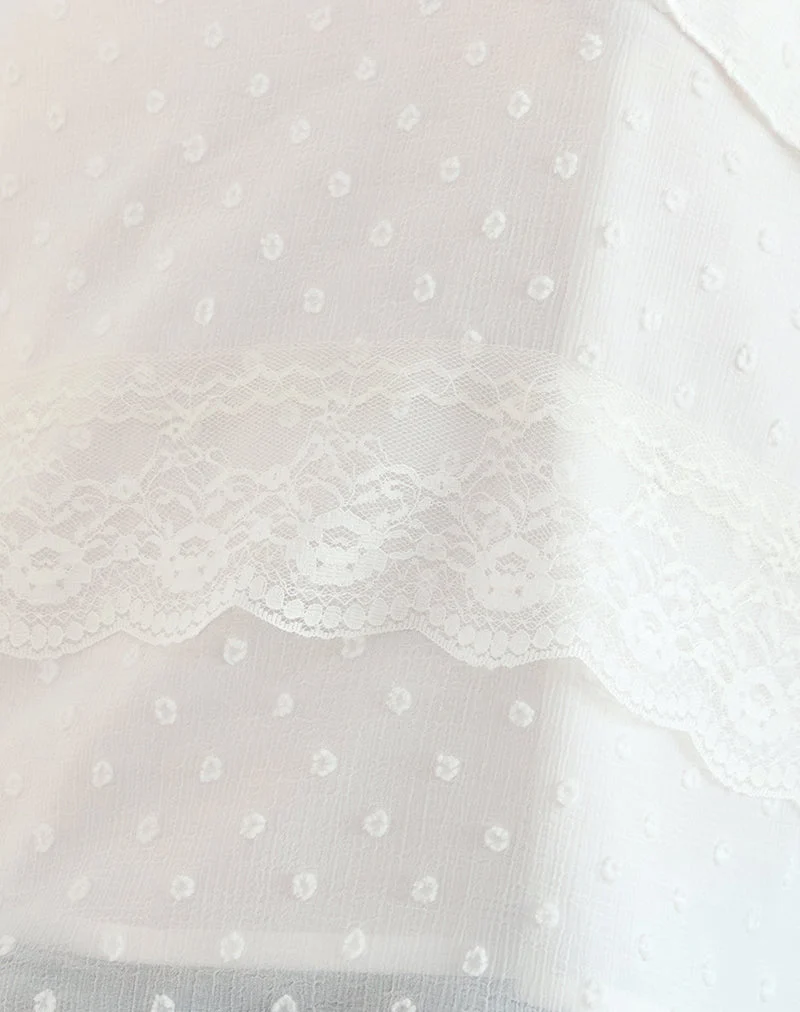 Uran - Top dos nu en mousseline Dobby Lace White