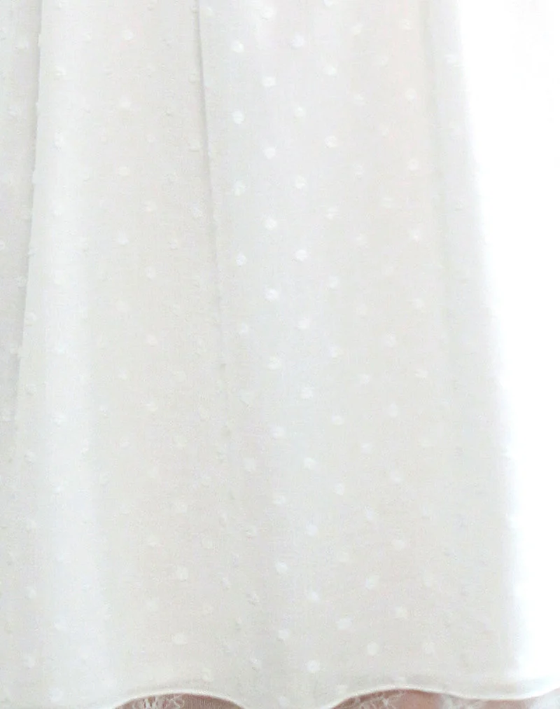 Yagis Smock Mini Dress in Dobby Chiffon White Lace