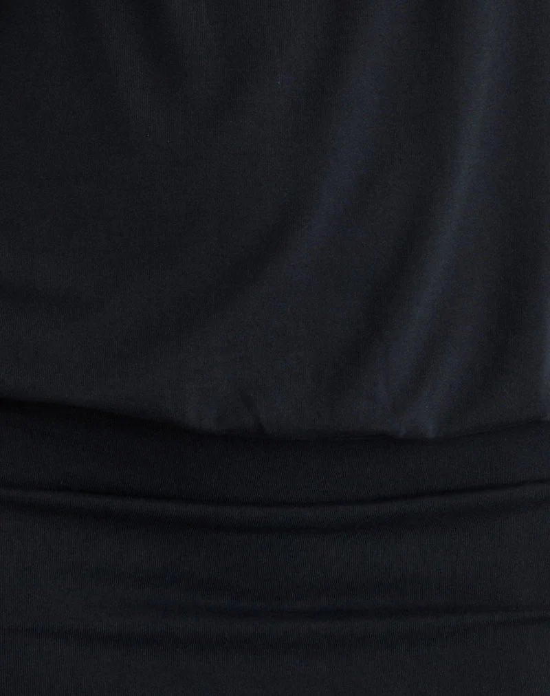 Belia Cinched Waist Mini Dress in Black