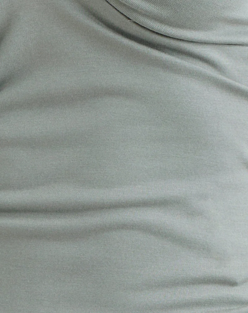 Nina Beaded Halter Top in London Fog (Top dos nu perlé)