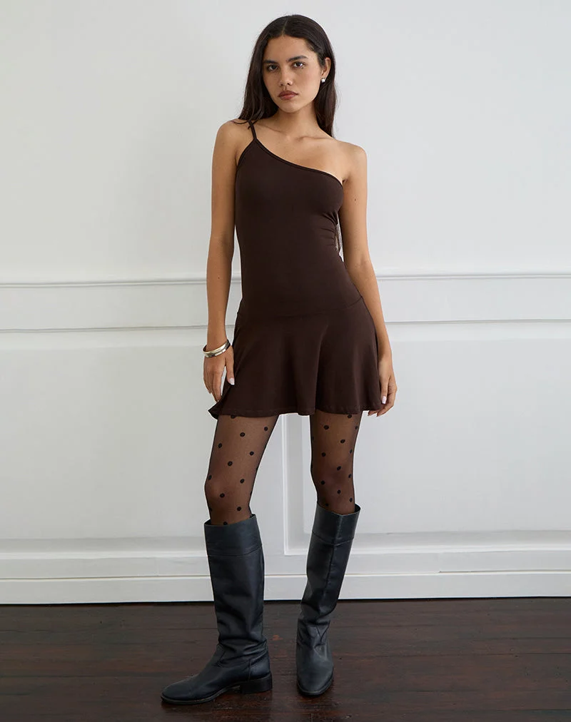 Messac - Robe asymétrique en jersey de rayonne - Chocolat amer