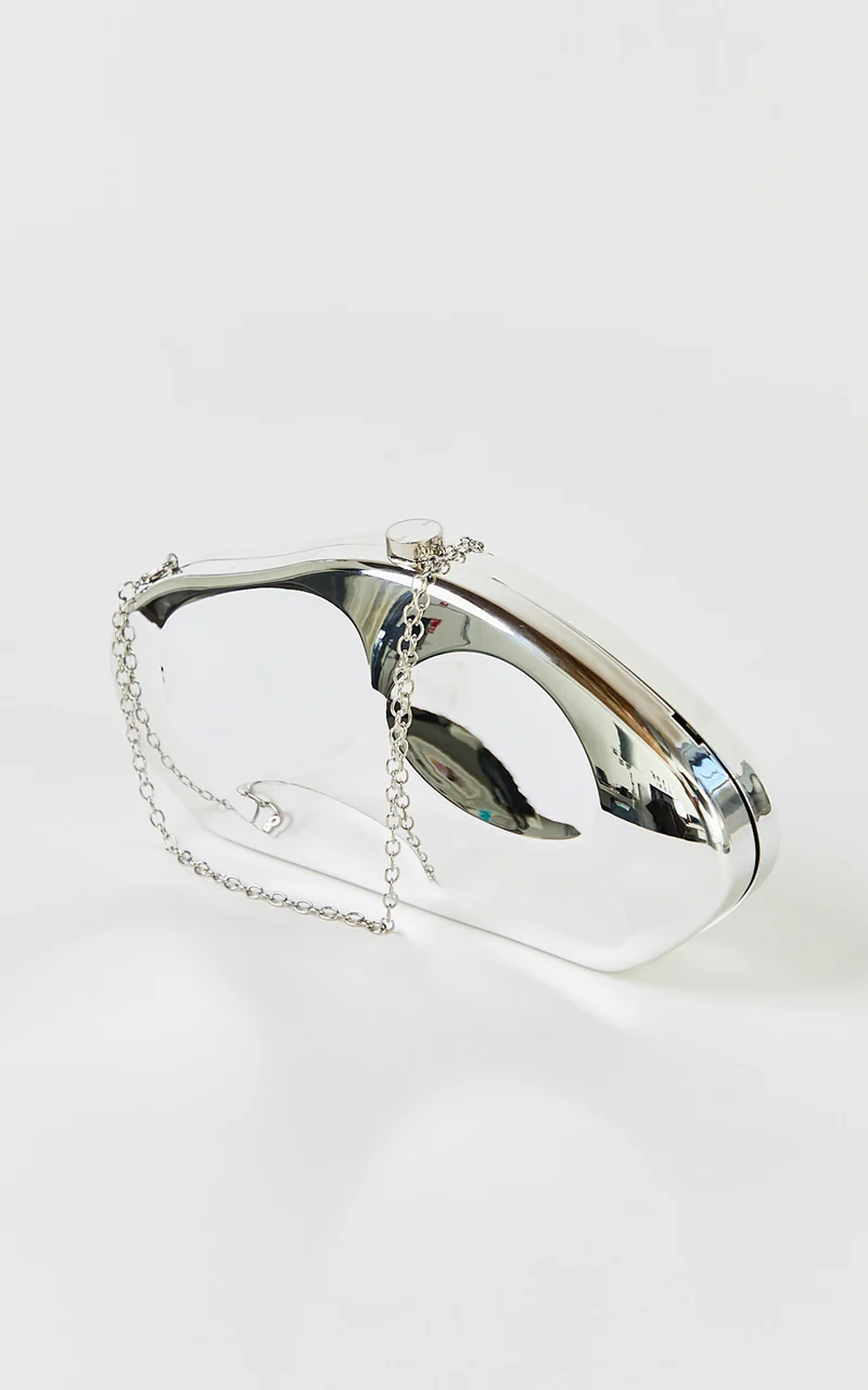 Mia Bag - Hammered Clutch Bag in Silver