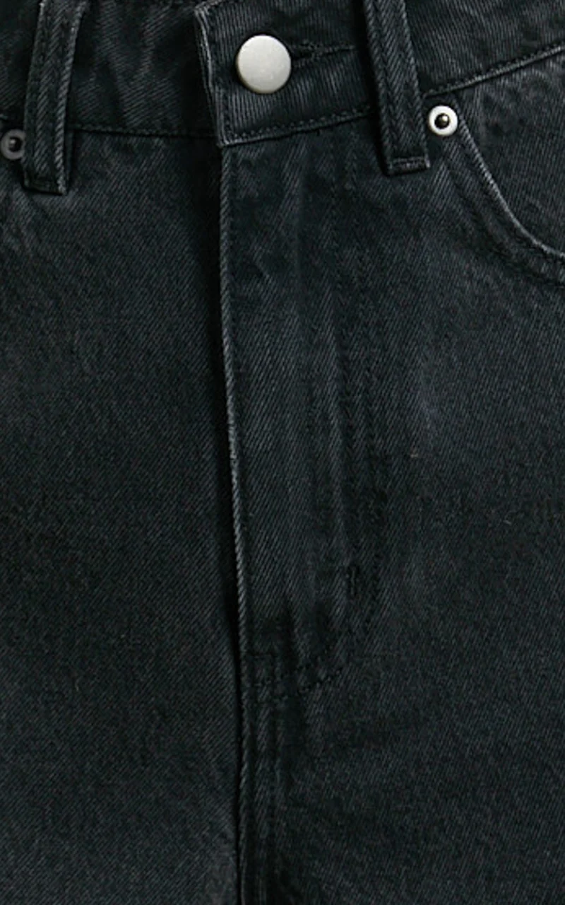 Rhianna Shorts - Mid Waist Recycled Denim Shorts in Washed Black