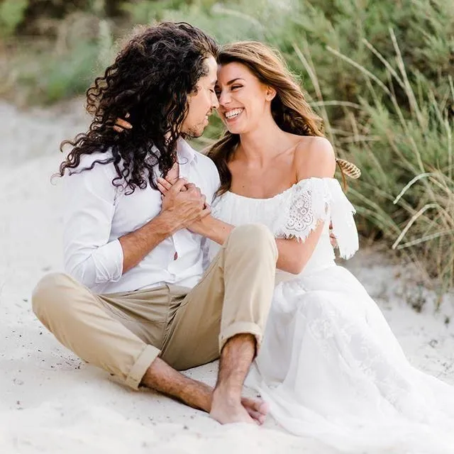 Robe de mariée de plage deux pièces en dentelle fluide Boho