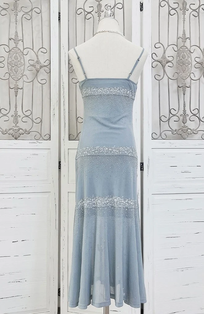 Robe mi-longue sirène étoilée bleu ciel