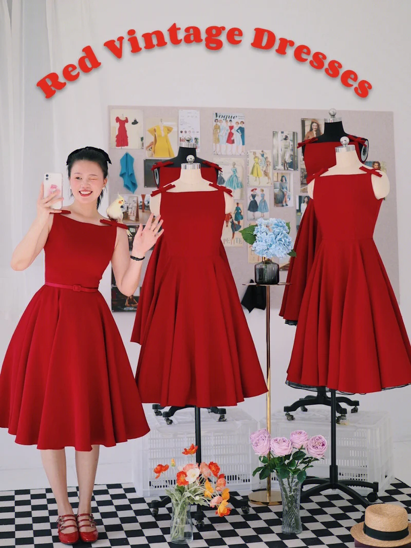 Rétro Mme Maisel Robe vintage rouge