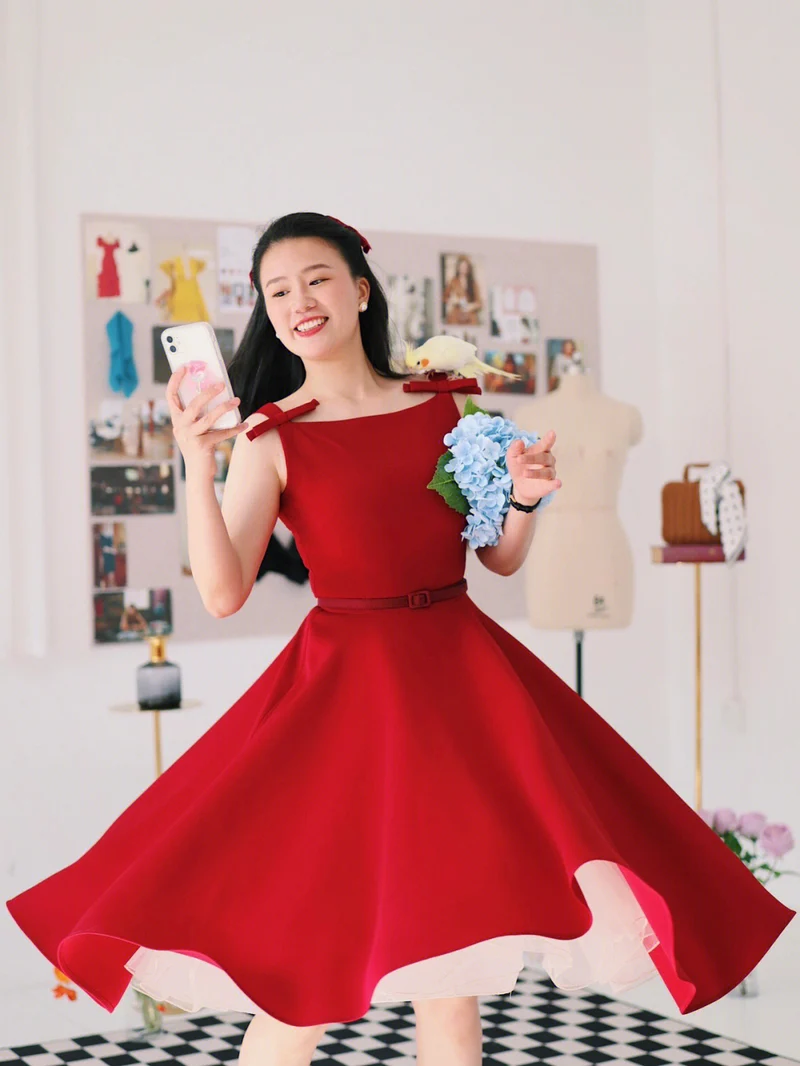 Rétro Mme Maisel Robe vintage rouge