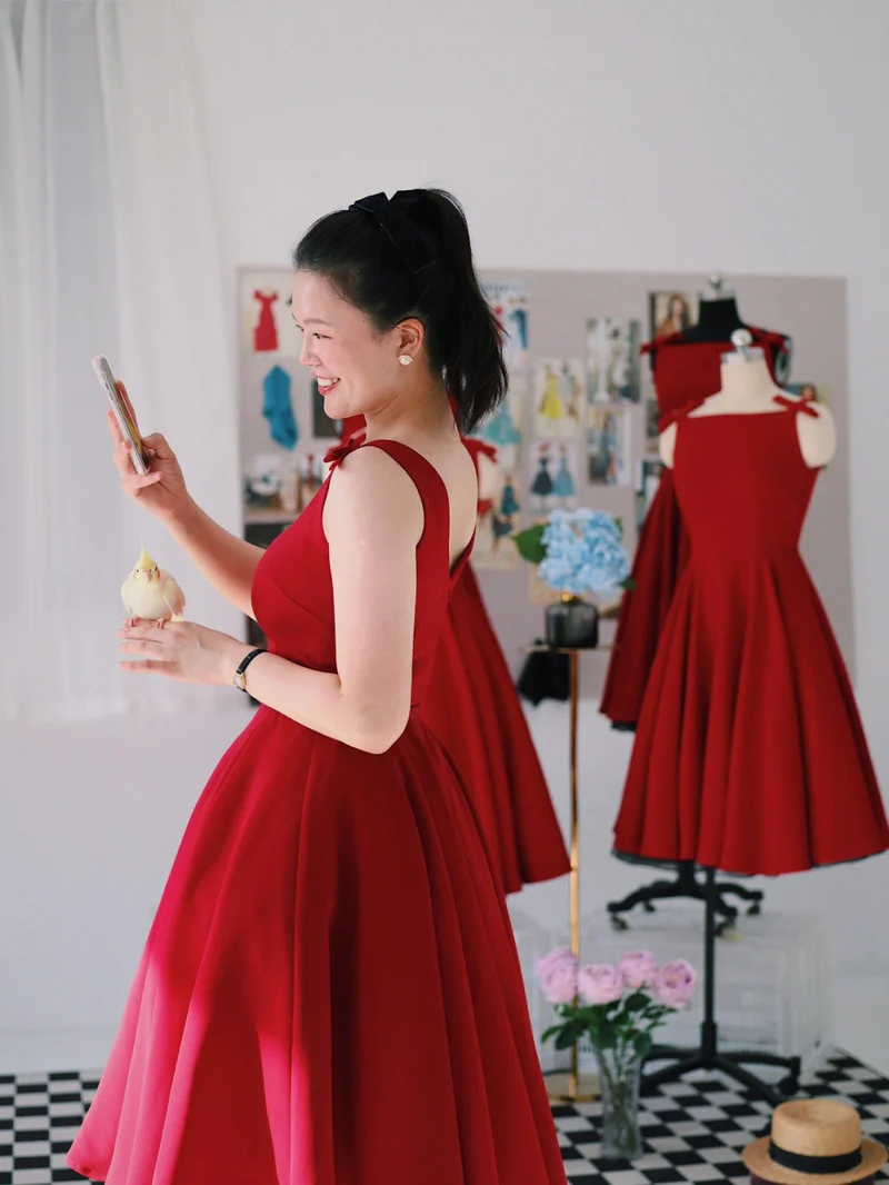 Rétro Mme Maisel Robe vintage rouge