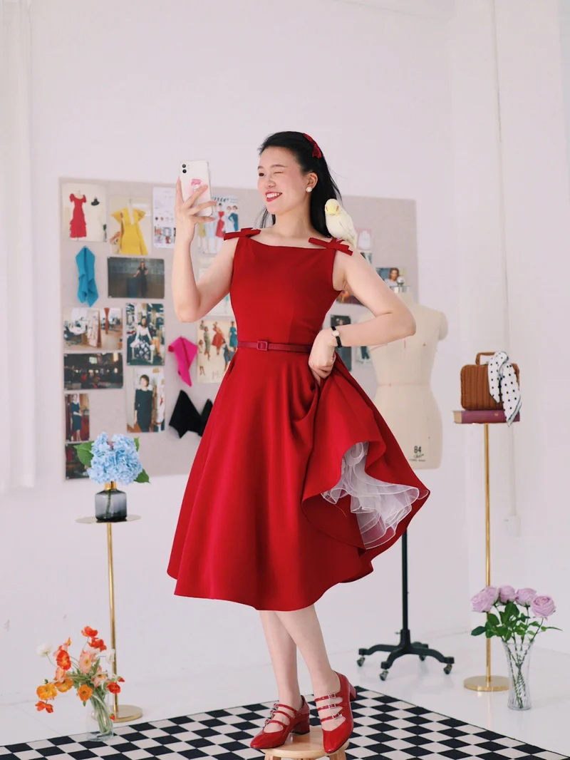Rétro Mme Maisel Robe vintage rouge