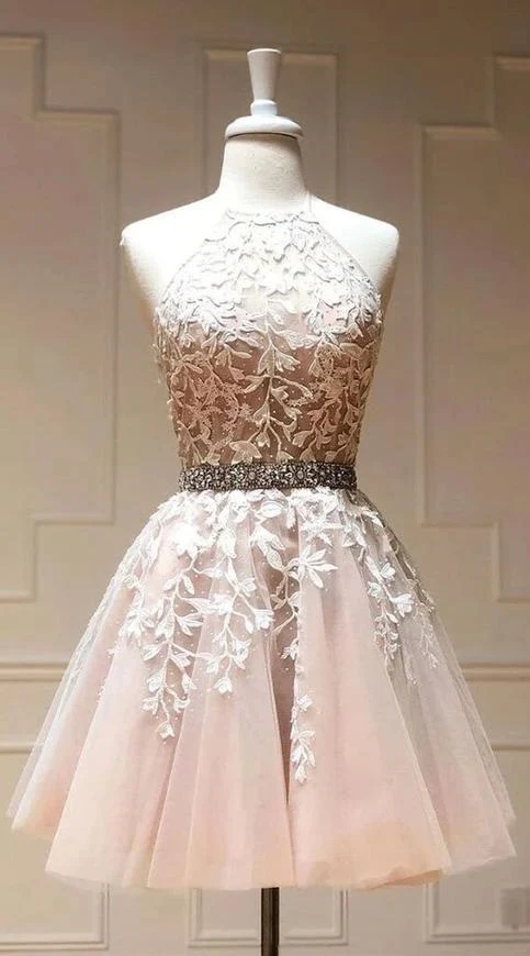 Robe courte en dentelle rose pâle Sweet 16 Robe de soirée