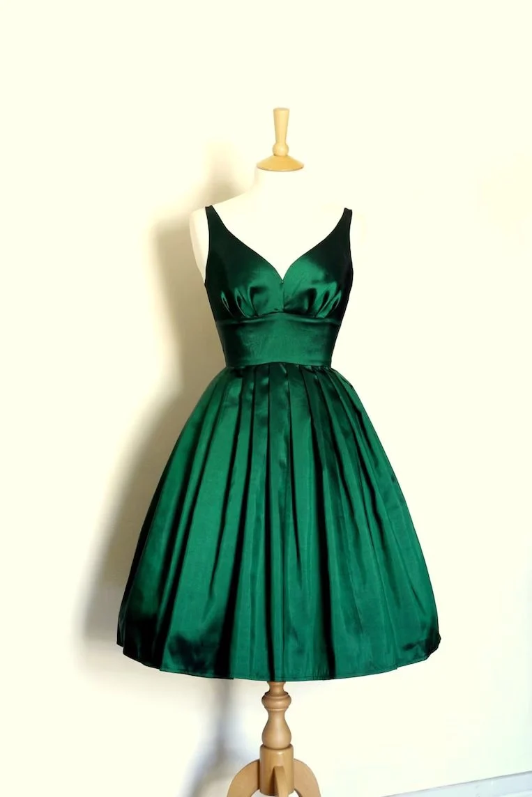 Robe de soirée courte vert émeraude, robe de remise de diplôme de 8e année