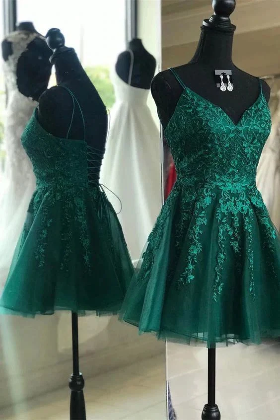 Robe de remise de diplôme en dentelle vert émeraude de 8e année, robe de soirée