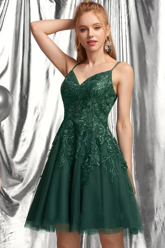 Robe de danse en dentelle vert émeraude de 8e année, robe de soirée