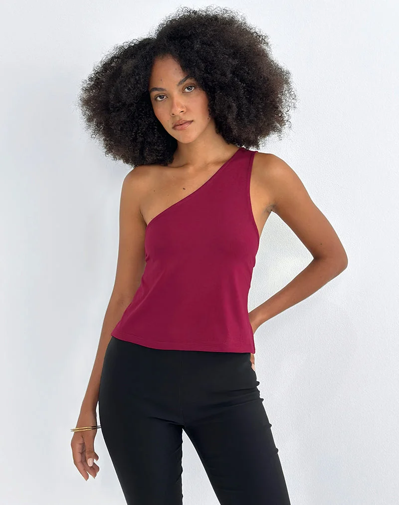 Klazari Top in Rayon Jersey Burgundy