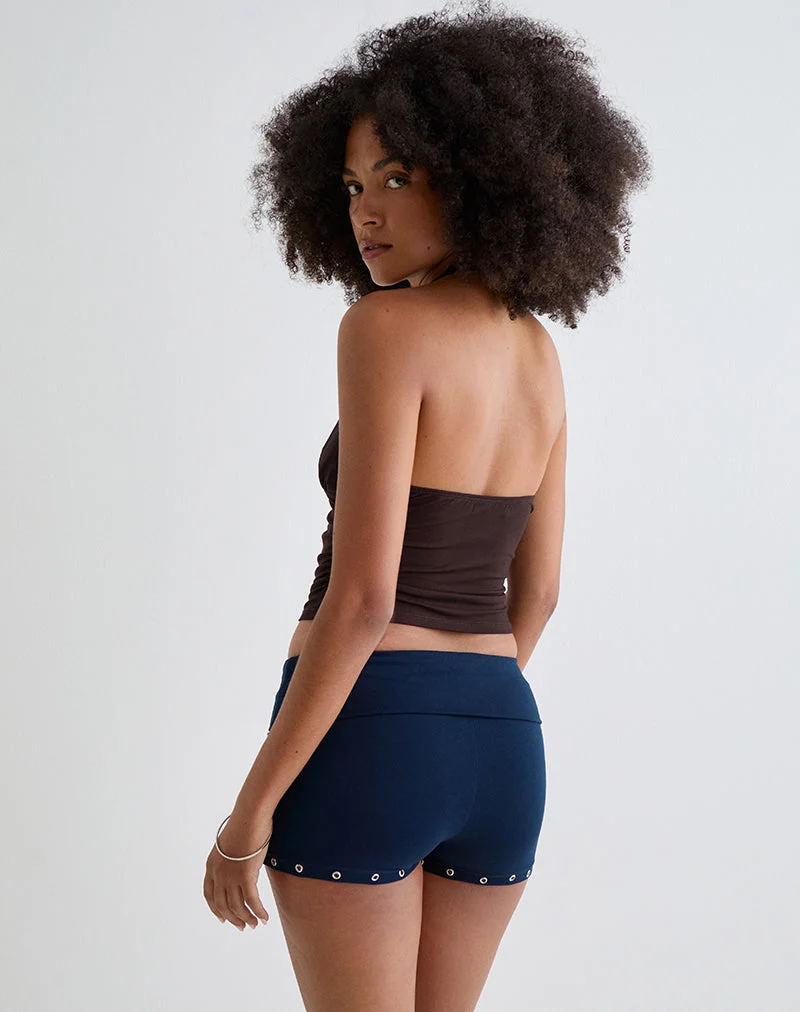 Short Amane Foldover en jersey de rayonne Navy