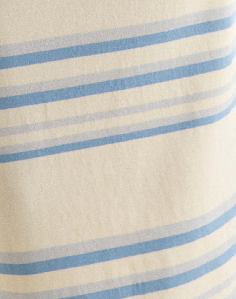 Jupe midi Amalia, crème avec rayures bleues et grises