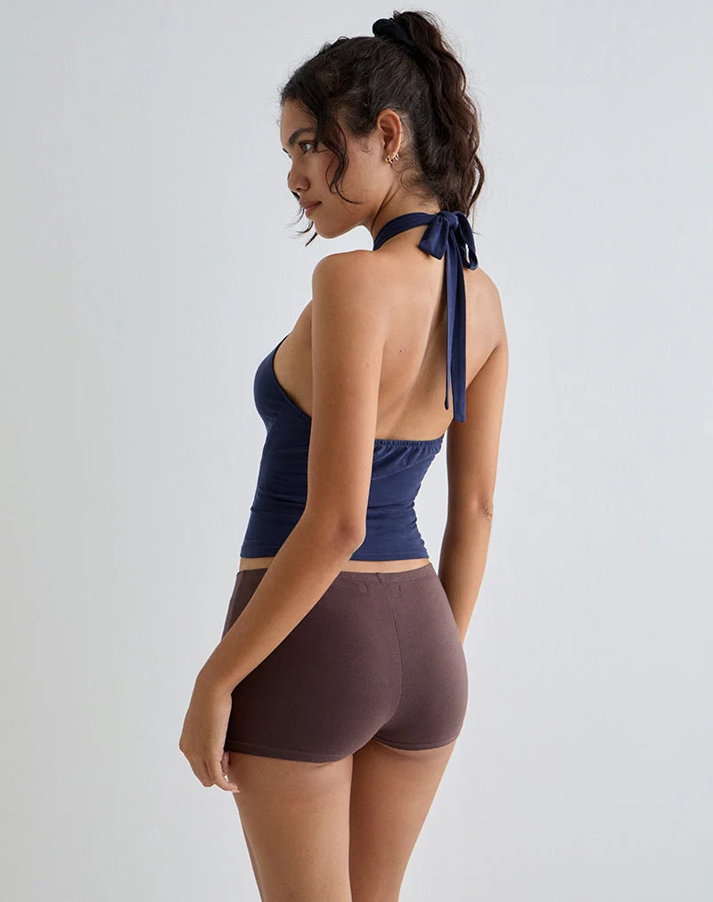 Lorie Halter Top in Cupro Navy