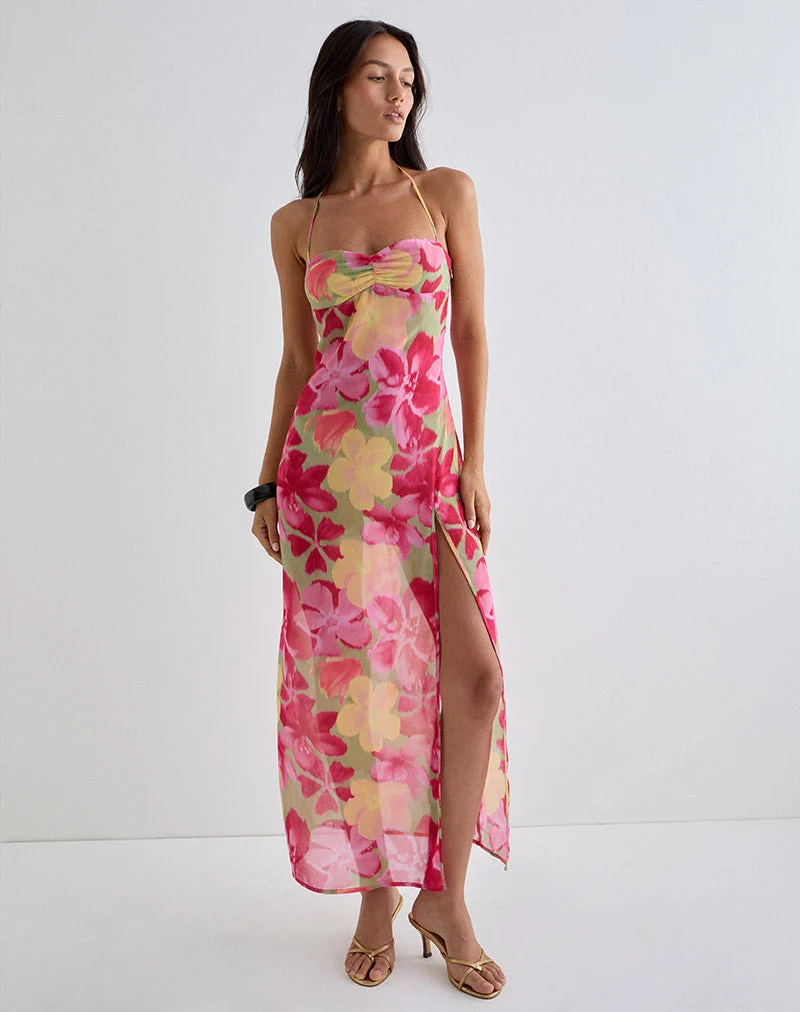 Fasha Maxi Dress in Bold Multi Colour Floral