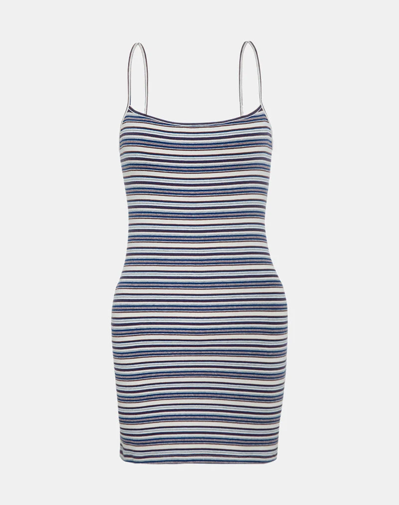 Anzhelina - Mini robe à bretelles - Multi Blue Stripe