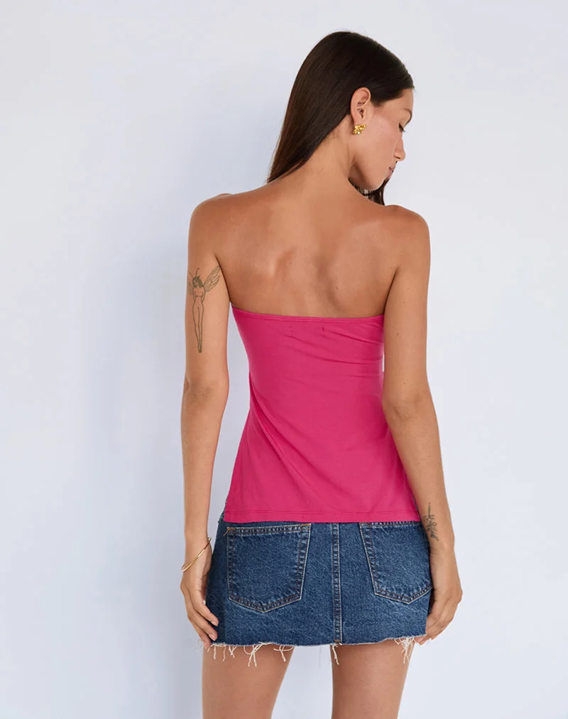 Aravie - Top bandeau froncé - Rose Fandango