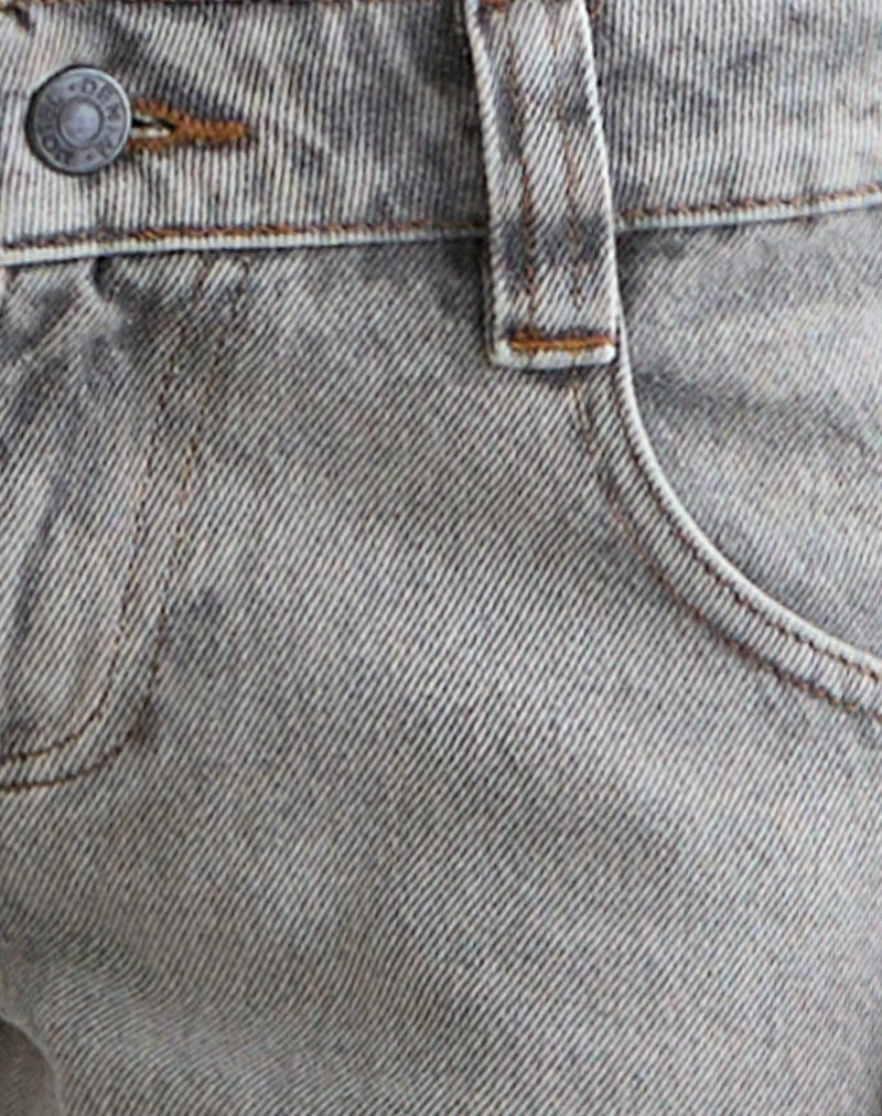 Jean évasé à taille basse et jambes cloche, gris délavé