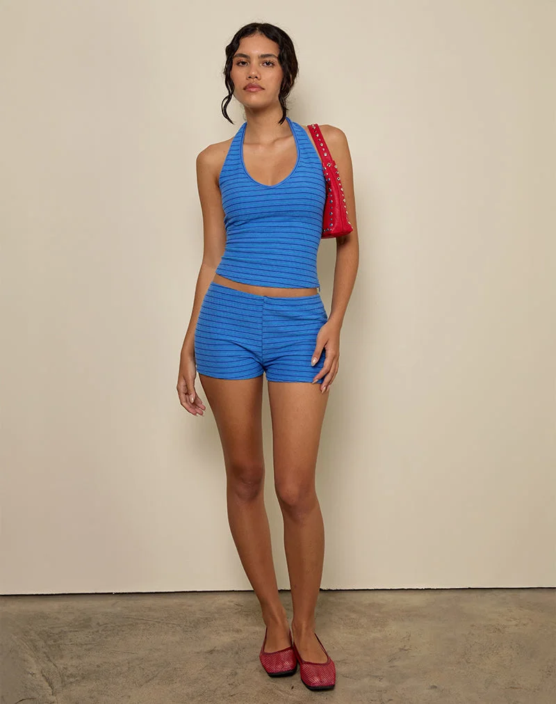 Short Sera en tissu éponge à rayures bleues