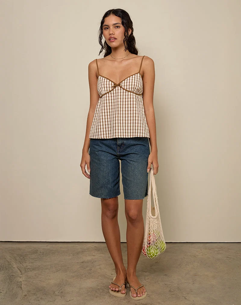 Milota Cami Top in Brown Check