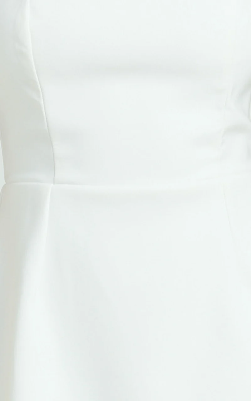 Yuna Mini Dress - Cap Sleeve Open Back Fit And Flare Tulip Dress in White