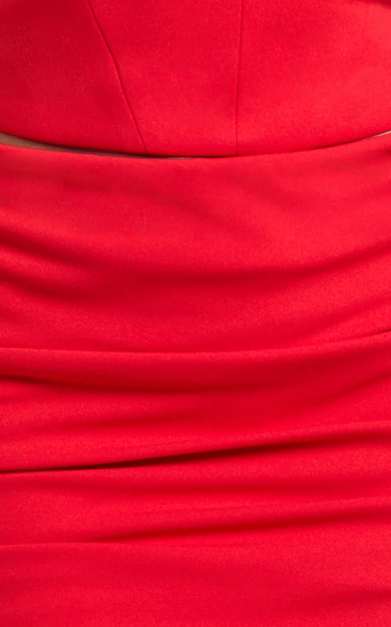 Cleo Mini Skirt - Mid Waisted Gathered Skirt in Red