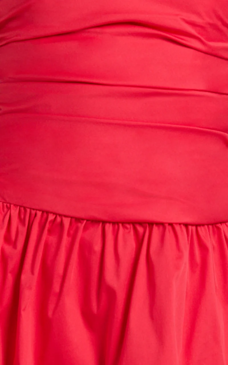 Donatella Mini Dress - Strapless Drop Waist Dress in Red