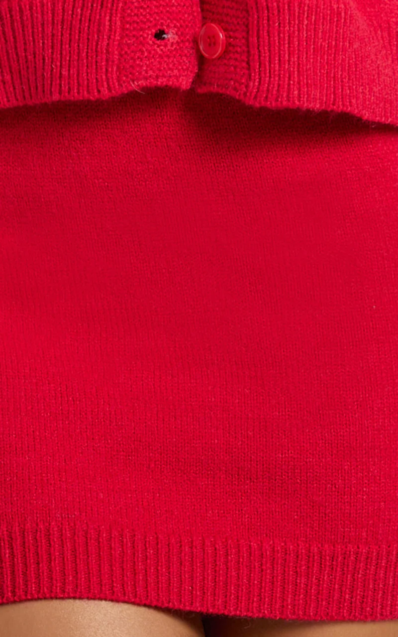 Rowena Mini Skirt - Knit Skirt in Red