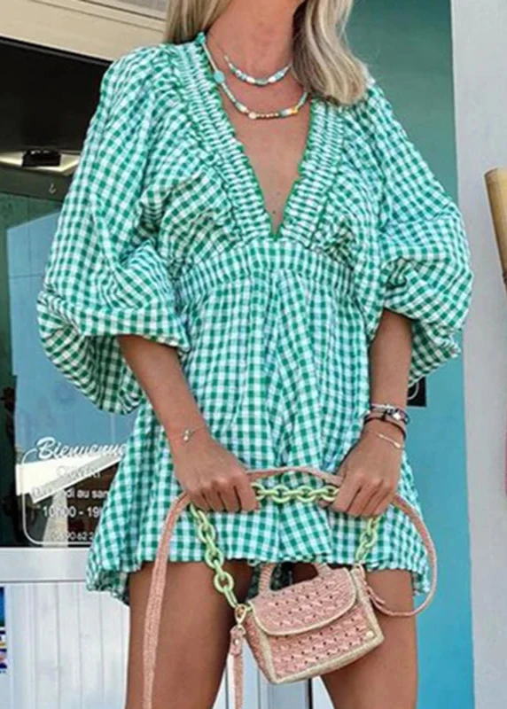 Robe Vichy Verte pour Femme