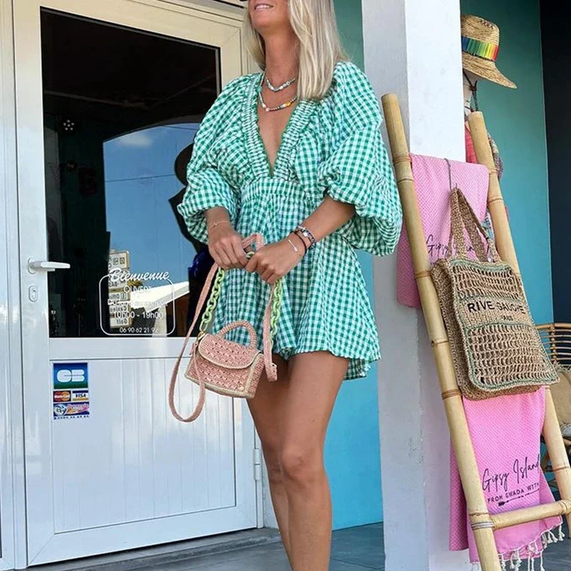 Robe Vichy Verte pour Femme