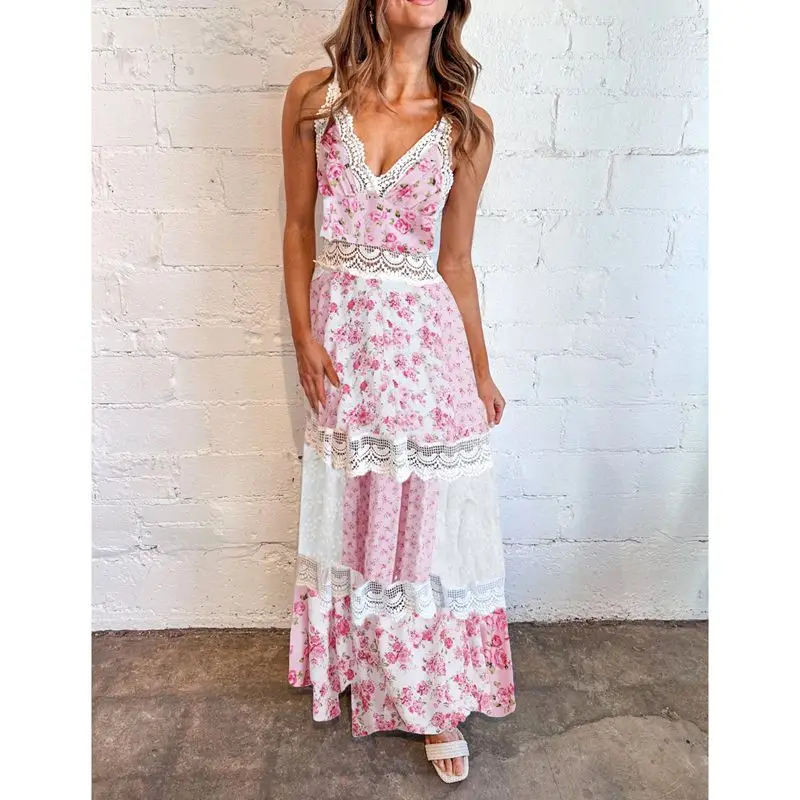 Robe rose hippie femmes